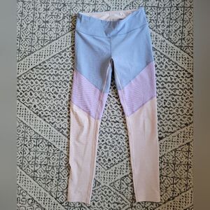 Outdoor Voices Tri-Tone Leggings - Blue, Pink, Beige